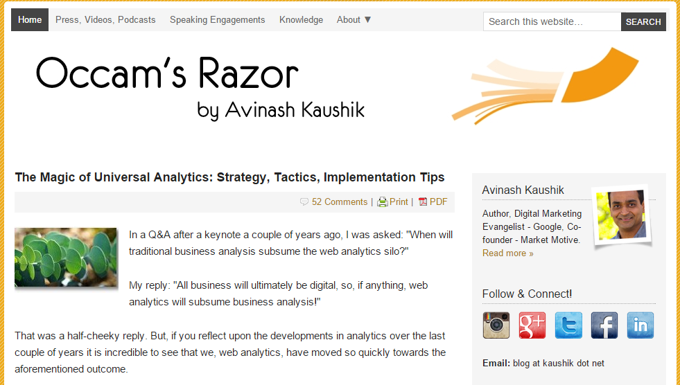 Occam's Razor by Avinash Kaushik